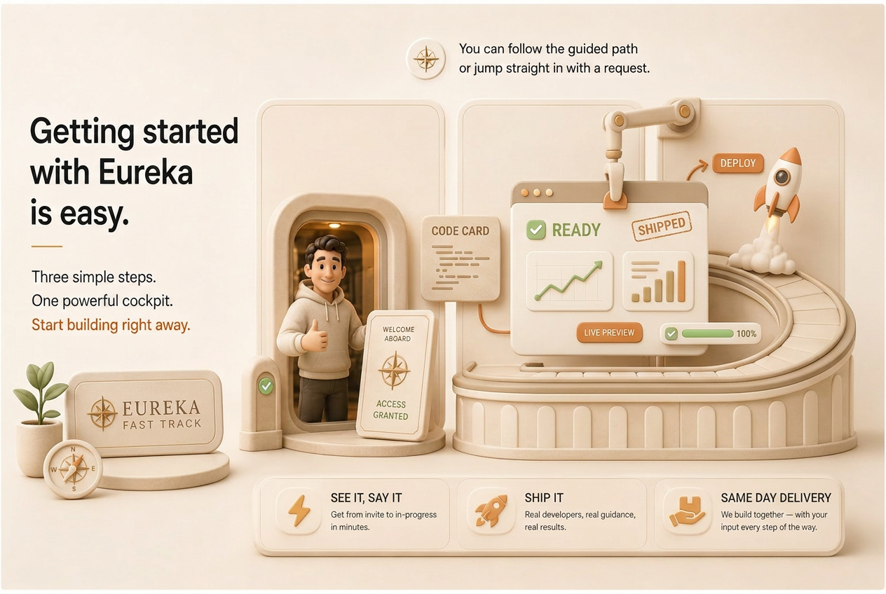 Finished Eureka app shipped in a beige diorama scene