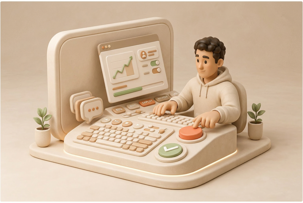 A developer hands-on at a clay keyboard